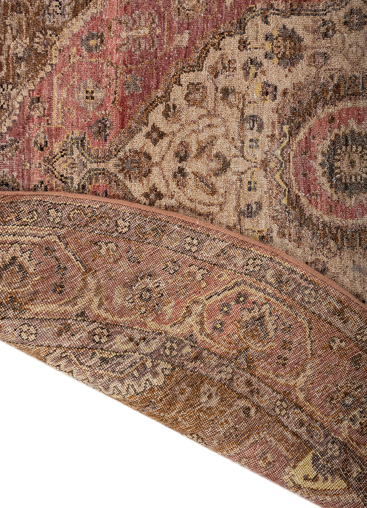 someplace in time red and orange afghan wool hand knotted Rug - Perspective