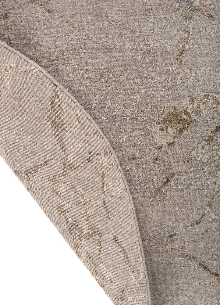 urban pause by kavi grey and black wool and silk hand knotted Rug - Perspective