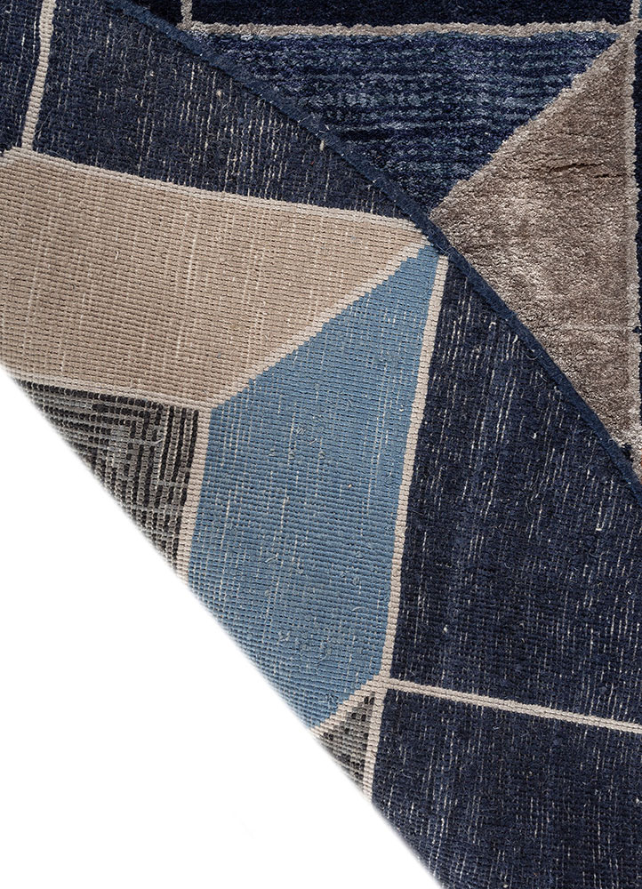 chaos theory by kavi blue wool and bamboo silk hand knotted Rug - Perspective
