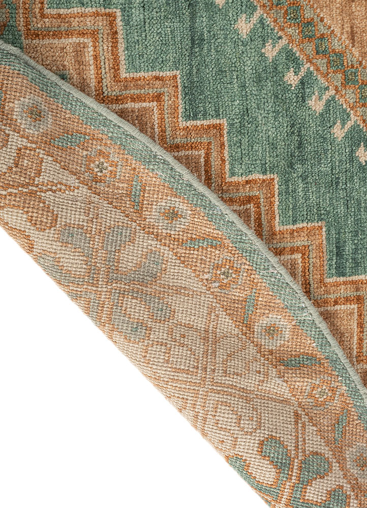thyme green wool hand knotted Rug - Perspective