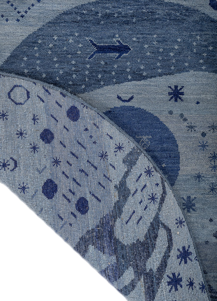 manchaha blue wool hand knotted Rug - Perspective