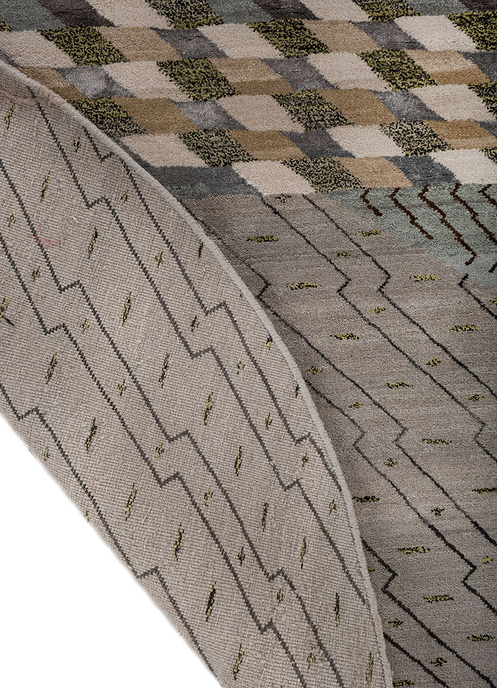 manchaha blue wool and bamboo silk hand knotted Rug - Perspective