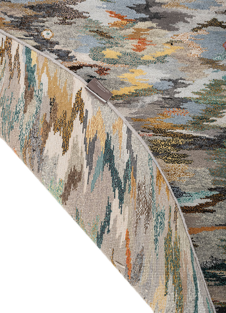 manchaha grey and black wool and bamboo silk hand knotted Rug - Perspective