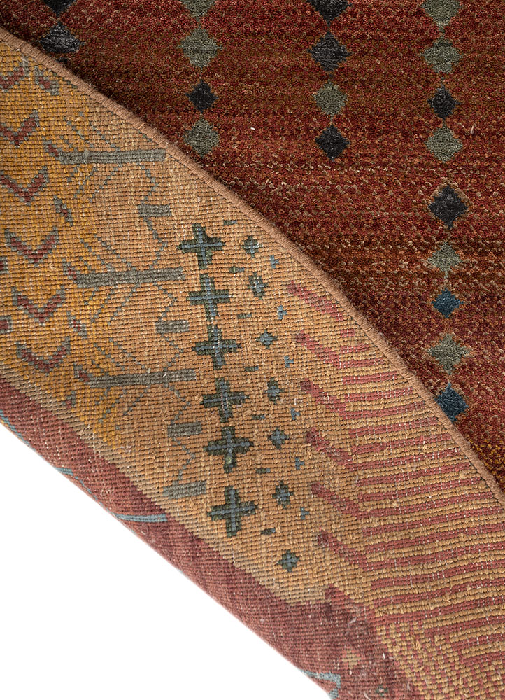 manchaha red and orange wool and bamboo silk hand knotted Rug - Perspective