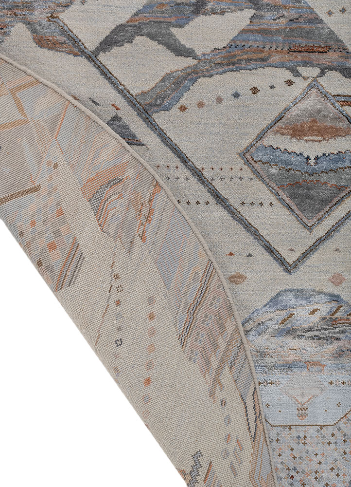 manchaha blue wool and bamboo silk hand knotted Rug - Perspective