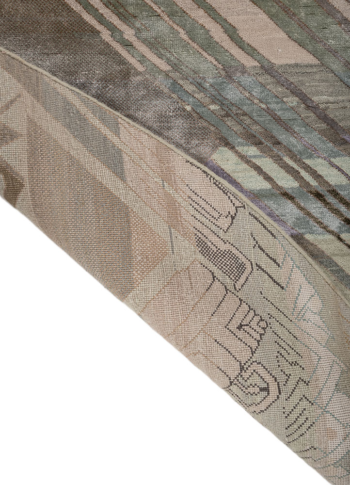 manchaha green wool and bamboo silk hand knotted Rug - Perspective