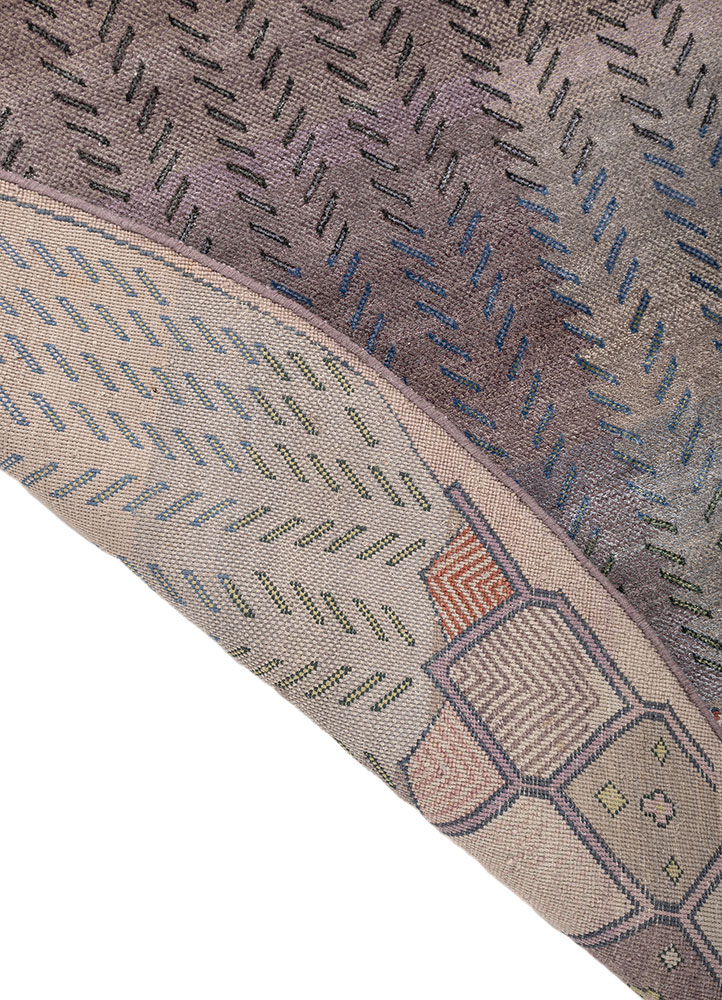 manchaha pink and purple wool and bamboo silk hand knotted Rug - Perspective