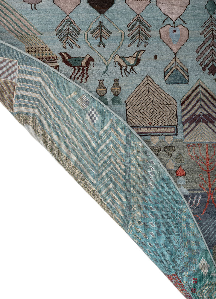 manchaha ivory wool and bamboo silk hand knotted Rug - Perspective