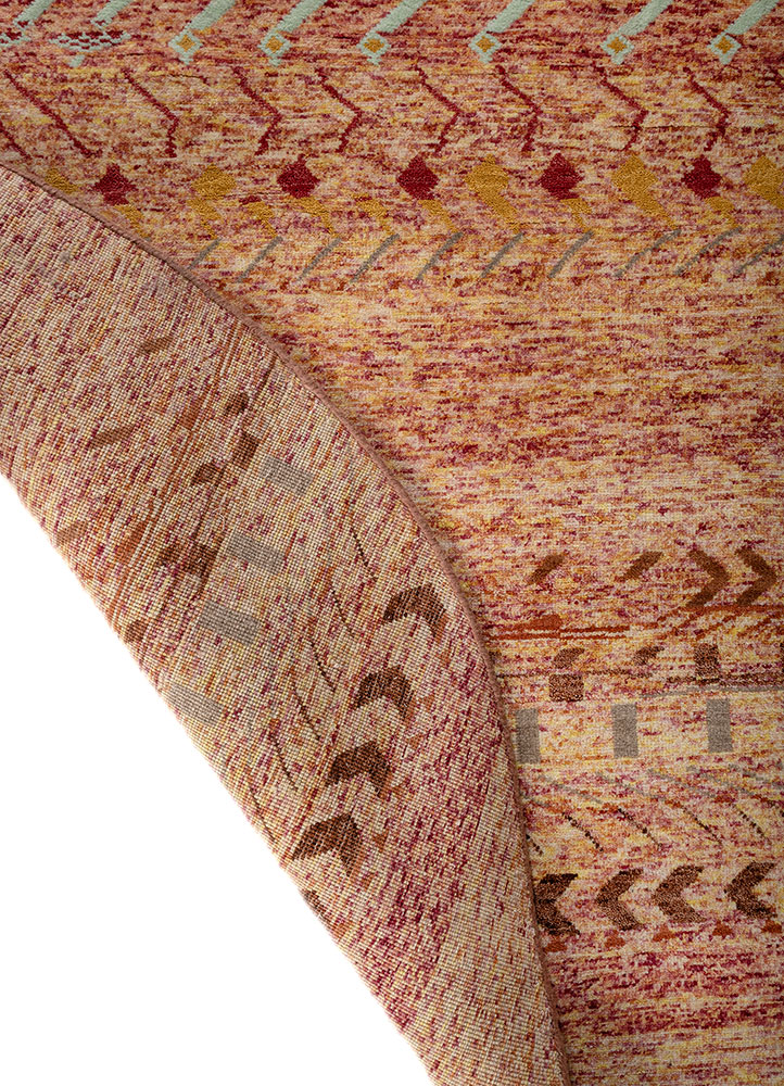 manchaha red and orange wool and bamboo silk hand knotted Rug - Perspective