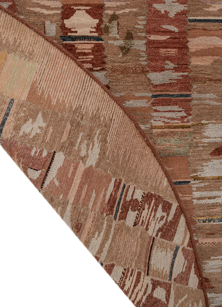 manchaha red and orange wool and bamboo silk hand knotted Rug - Perspective