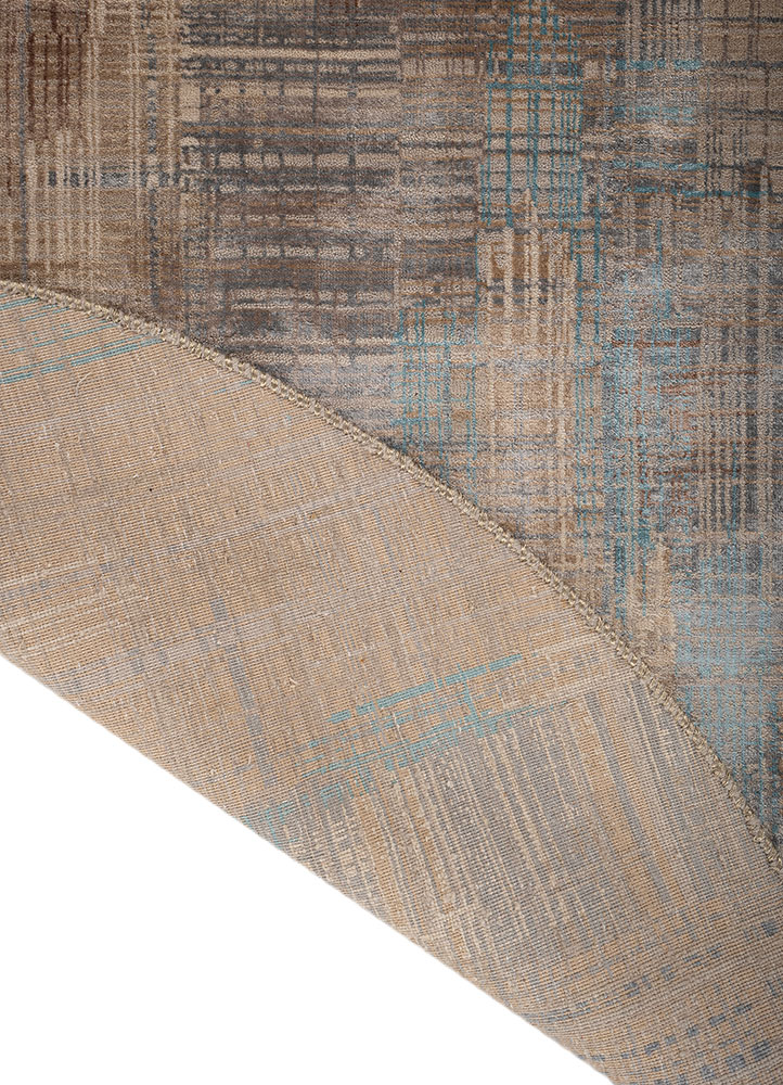 unstring by kavi grey and black wool and bamboo silk hand knotted Rug - Perspective