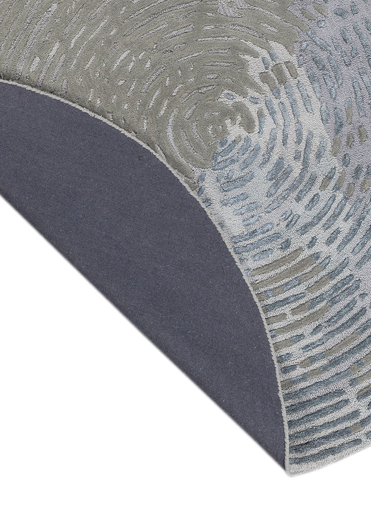white noise blue wool and viscose hand tufted Rug - Perspective