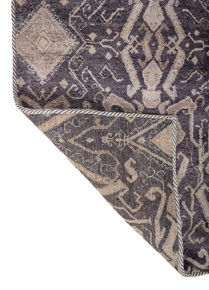 someplace in time pink and purple bamboo silk hand knotted Rug - Perspective