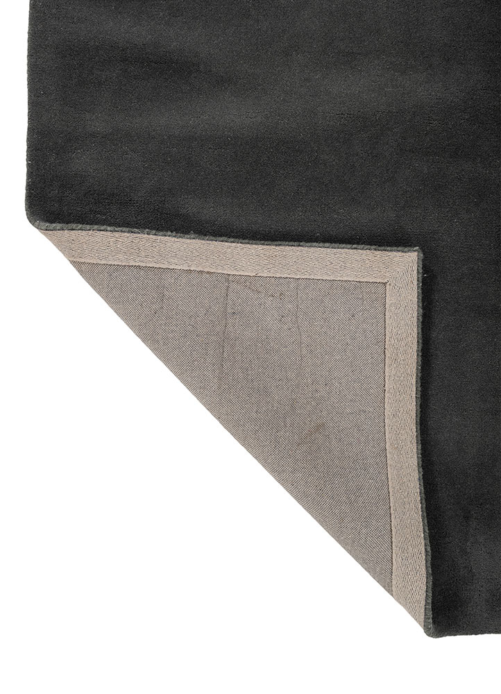 linear grey and black wool hand tufted Rug - Perspective