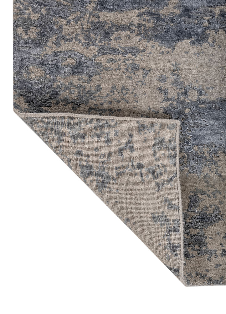 project error by kavi grey and black wool and bamboo silk hand knotted Rug - Perspective