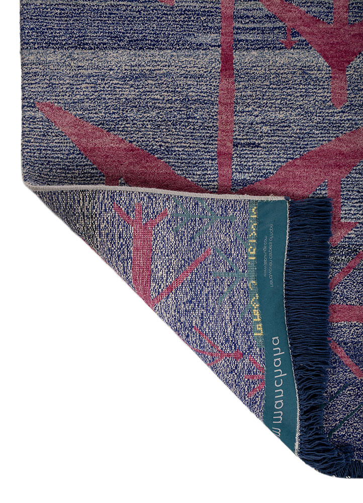 freedom manchaha blue wool and bamboo silk hand knotted Rug - Perspective