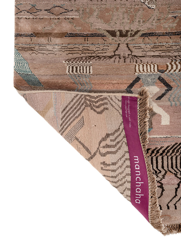 manchaha red and orange wool and bamboo silk hand knotted Rug - Perspective