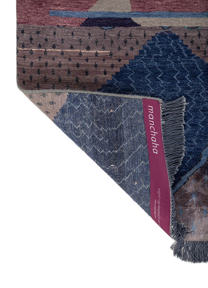 manchaha blue wool and bamboo silk hand knotted Rug - Perspective