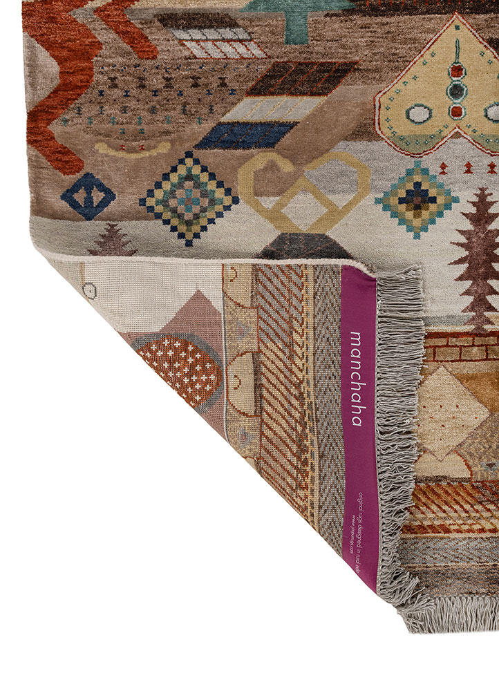 manchaha ivory wool and bamboo silk hand knotted Rug - Perspective