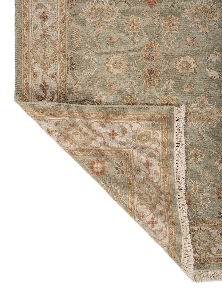 gulnar green wool hand knotted Rug - Perspective
