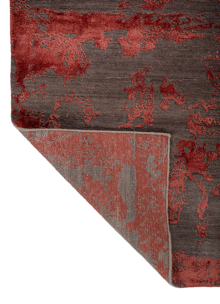 project error by kavi red and orange wool and bamboo silk hand knotted Rug - Perspective